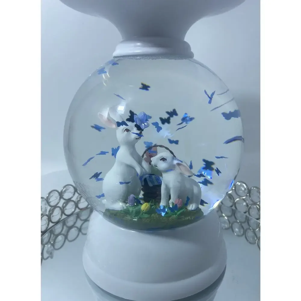 Bath & Body Works 3-Wick Candle Holder Water Globe Easter Bunny Pedestal Decor - Picture 3 of 5